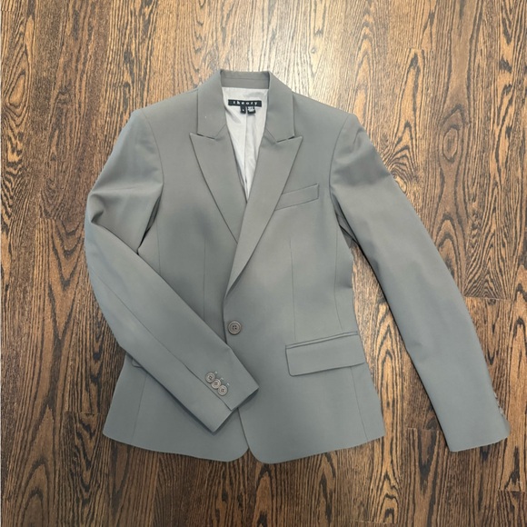 Gray/green slim fit Theory suit jacket - size 2 - Picture 1 of 4